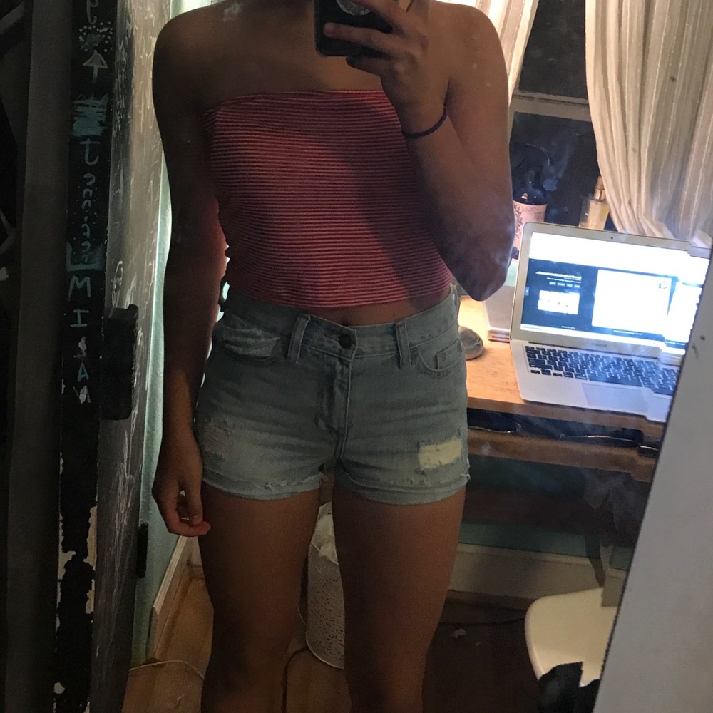 Hollister light wash shorts high rise